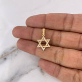 Dije Estrella De David 1.55gr / 2.2cm / Circones Blancos Oro Amarillo 18K #