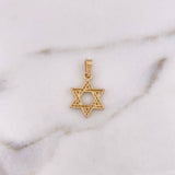 Dije Estrella De David 1.6gr / 2.2cm / Circones Blancos Oro Amarillo 18K &