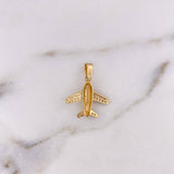 Dije Avion 1.5gr / 2.2cm / Circones Blancos Dos Oros Amarillo Blanco 18K &