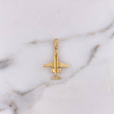 Dije Avion 1.85gr / 2.9cm / Circones Blancos Oro Amarillo 18K #