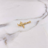 Dije Avion 1.85gr / 2.9cm / Circones Blancos Oro Amarillo 18K #