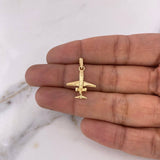 Dije Avion 1.15gr / 2.5cm / Circones Blancos Oro Amarillo 18K &