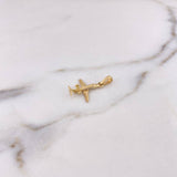 Dije Avion 1.15gr / 2.5cm / Circones Blancos Oro Amarillo 18K &