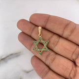 Dije Estrella De David 1.85gr / 2.9cm / Circones Verdes Oro Amarillo 18K #