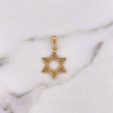 Dije Estrella De David 1.85gr / 2.9cm / Circones Verdes Oro Amarillo 18K #