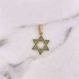 Dije Estrella De David 1.85gr / 2.9cm / Circones Verdes Oro Amarillo 18K #