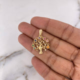 Dije Arbol De La Vida 2.5gr / 2.7cm / Circones Colores Oro Amarillo 18K #