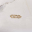 Herraje Dios 1.3gr / 2.7cm / Circones Blancos Oro Amarillo 18K &