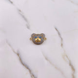 Herraje Rostro Oso 4.3gr / 2.7cm / Circones Azules Oro Amarillo 18K #