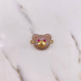 Herraje Rostro Oso 4.35gr / 2.7cm / Circones Fucsias Rosados Oro Amarillo 18K #