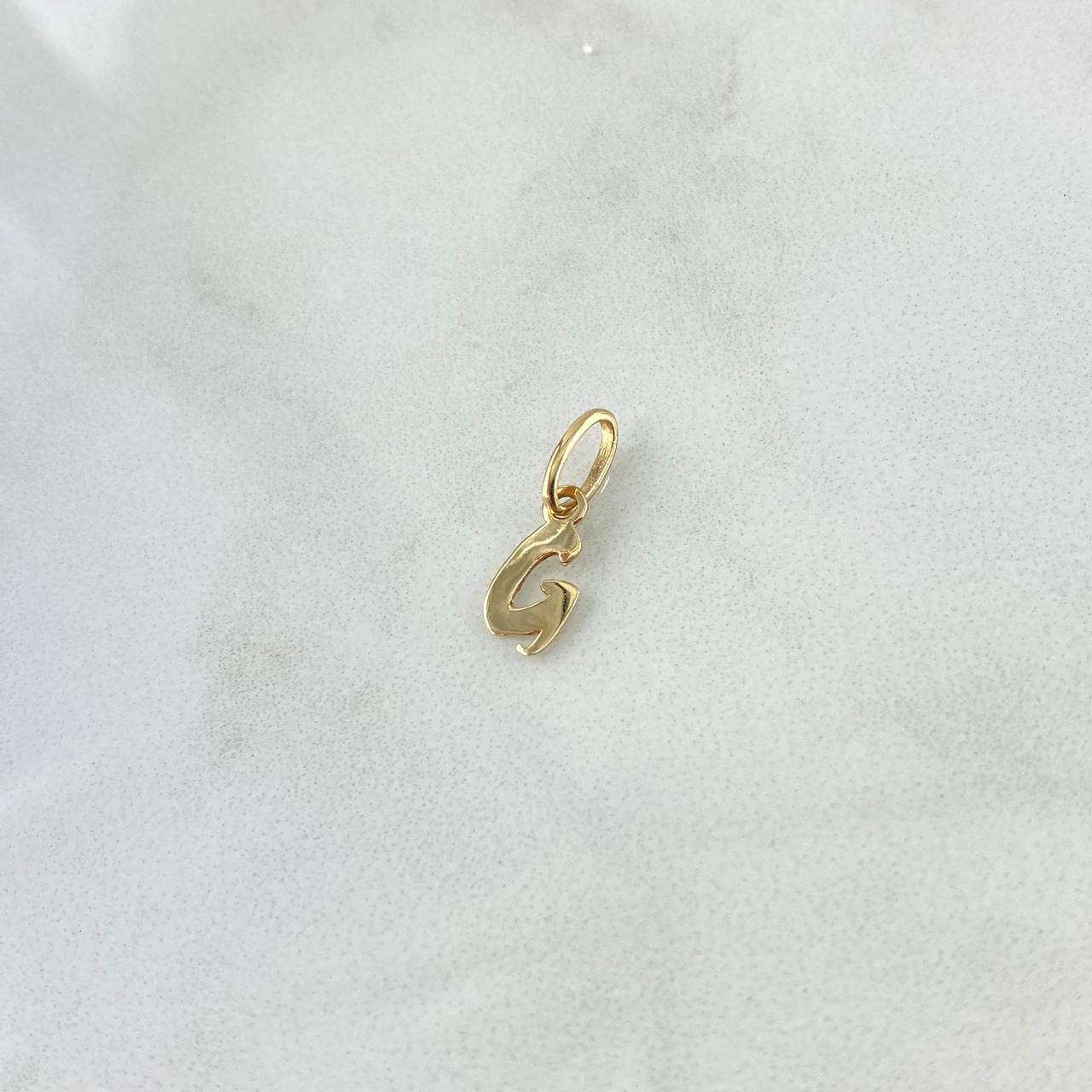 Dije Letra G Cursiva 0.35gr / 1.3cm-Lisa Oro Amarillo 18K *