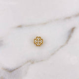 Herraje Trebol  1.05gr / 8mm Circones Blancos Oro Amarillo 18K #