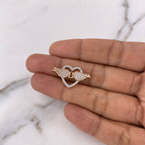 Herraje Corazon Alas 2.05gr / 2.6cm / Circones Blancos Dos Oros Blanco Rosa 18K #