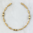 Tobillera Rustica Tribal 5.25gr / 28cm / 4mm Diamantada-Cauchos Negros Oro Amarillo 18K *