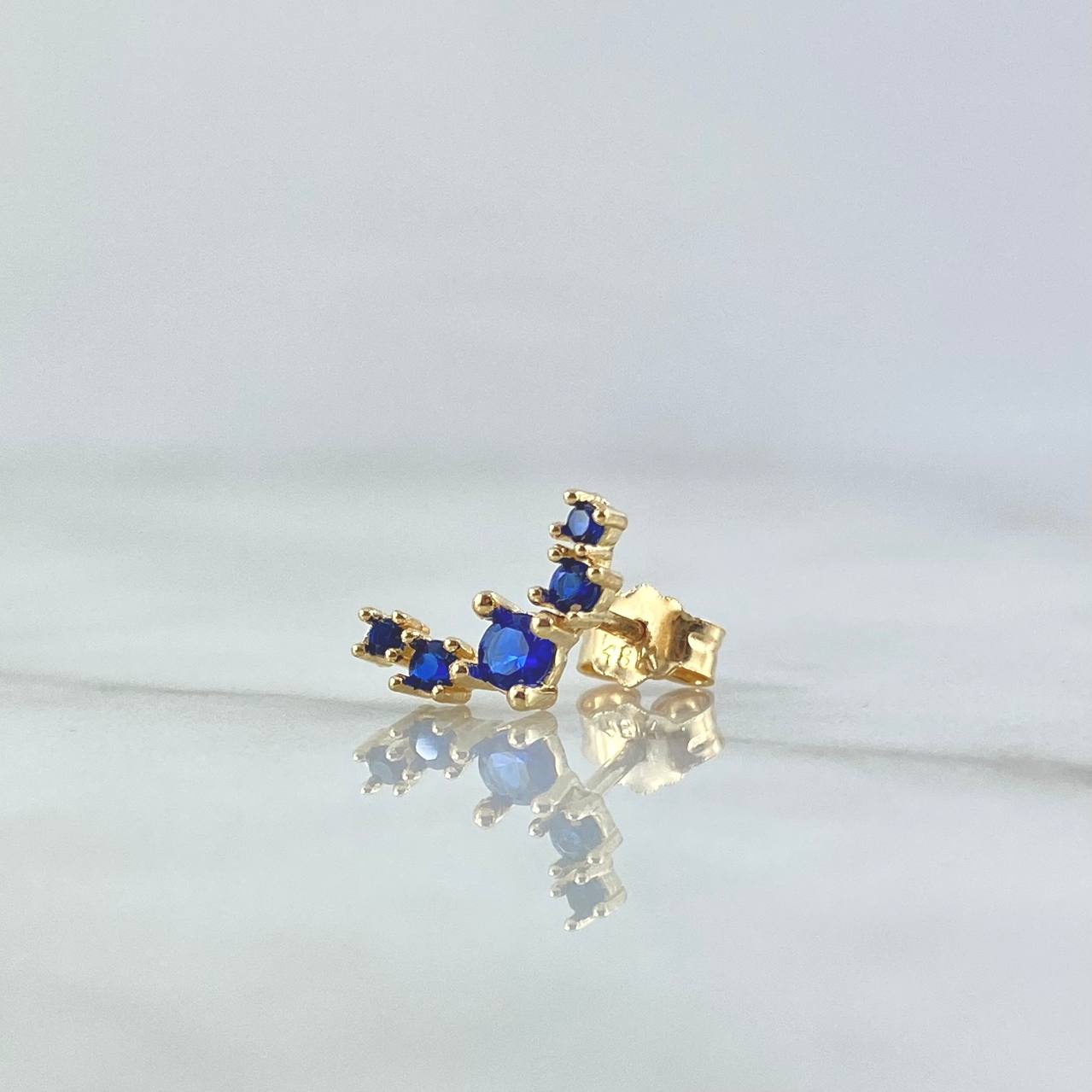 Piercing Penta Arco 0.8gr / 1.1cm / Circones Azul Rey Broche Mariposa Oro Amarillo 18K (Joya)