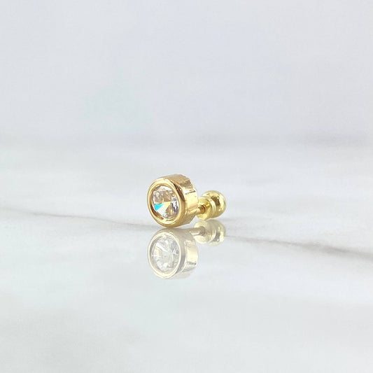 Piercing Bisel 0.5gr / 1.1cm / 5mm Circon Blanco Rosca Bola Oro Amarillo 18K (Joya) ©