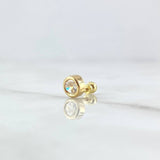 Piercing Bisel 0.5gr / 1.1cm / 5mm Circon Blanco Rosca Bola Oro Amarillo 18K (Joya) ©