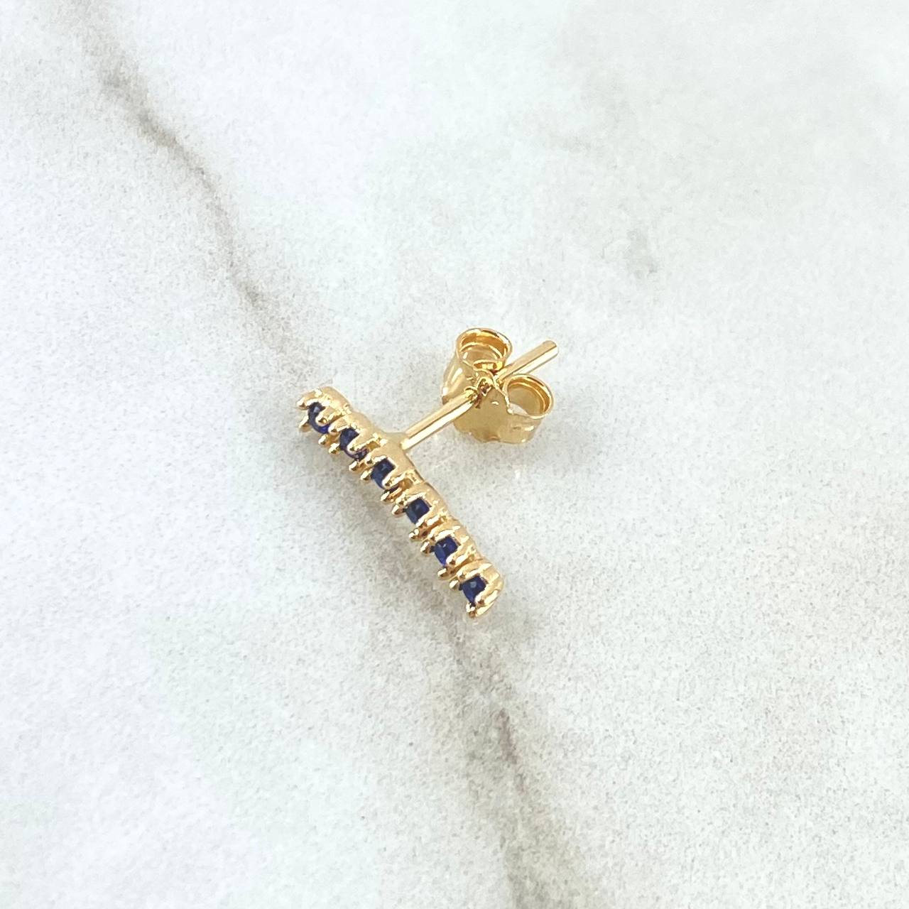 Piercing Linea 0.6gr / 1.3cm / Circones Azul Rey Broche Mariposa Oro Amarillo 18K (Joya)