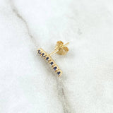 Piercing Linea 0.6gr / 1.3cm / Circones Azul Rey Broche Mariposa Oro Amarillo 18K (Joya)