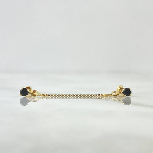 Piercing Doble Colgante 0.8gr / 4cm / Rosca Bola Circon Negro Oro Amarillo 18K (Joya)