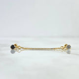 Piercing Doble Colgante 0.85gr / 4cm / Rosca Bola Circon Negro Blanco Oro Amarillo 18K (Joya)