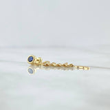 Piercing Bisel Pluma Colgante 1.05gr / 3.4cm / Rosca Bola Circon Azul Oro Amarillo 18K (Joya)