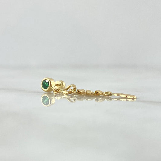 Piercing Bisel Pluma Colgante 1.1gr / 3.4cm / Circon Verde Oro Amarillo 18K (Joya) *