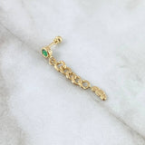 Piercing Bisel Pluma Colgante 1.05gr / 3.4cm / Rosca Bola Circon Verde Oro Amarillo 18K (Joya)