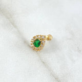 Piercing Halo Gota 1.1gr / 1.2cm / Circones Blancos Verde Rosca Bola Oro Amarillo 18K (Joya)