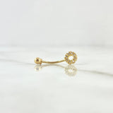 Piercing Ombligo Aro Tupido 0.6gr / 2cm / Rosca Bola Circones Blancos Oro Amarillo 18K (Joya) ©