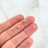 Piercing Ombligo Aro Tupido 0.6gr / 2cm / Rosca Bola Circones Blancos Oro Amarillo 18K (Joya) ©