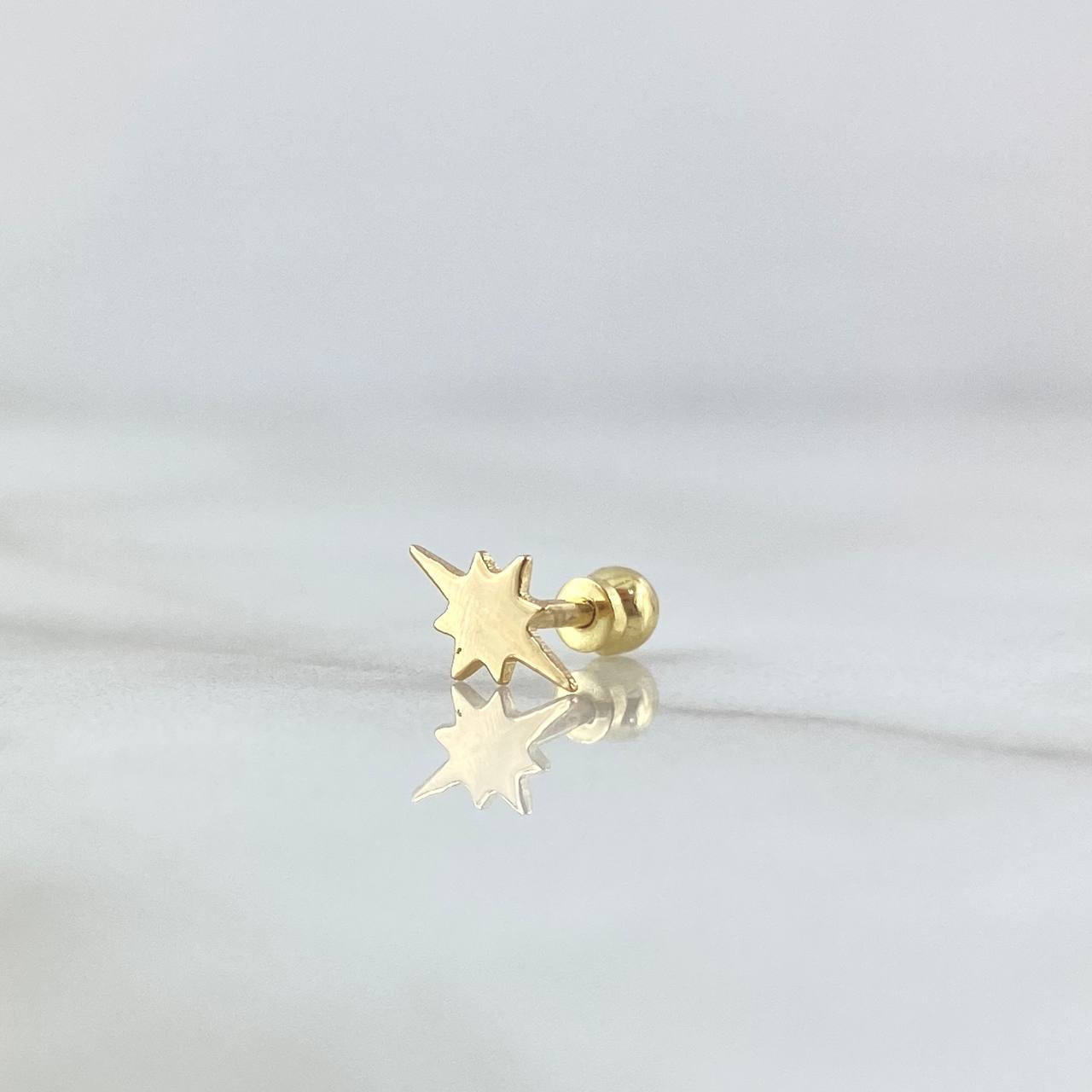 Piercing Estrella Cardinal Plana 0.3gr / 1cm / Rosca Bola Oro Amarillo 18K (Joya)