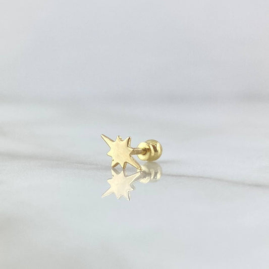 Piercing Ombligo Estrella Cardinal 0.3gr / 1cm / Rosca Bola Oro Amarillo 18K (Joya) ©