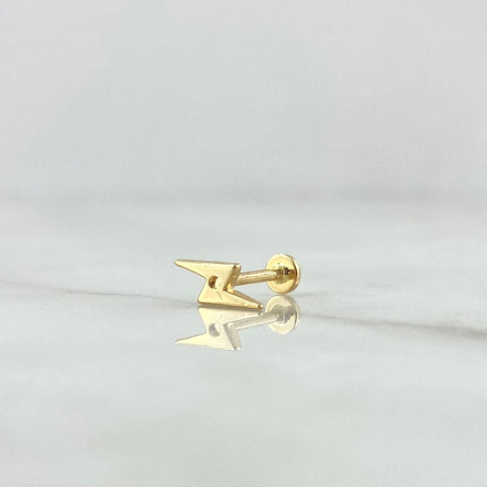 Piercing Ombligo Rayo Plano 0.45gr / 1cm / Liso Oro Amarillo 18K (Joya) ©