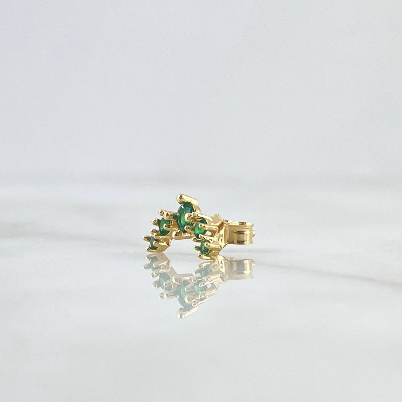 Piercing Penta Arco 0.75gr / 1.1cm / Circones Verdes Broche Mariposa Oro Amarillo 18K (Joya) ©