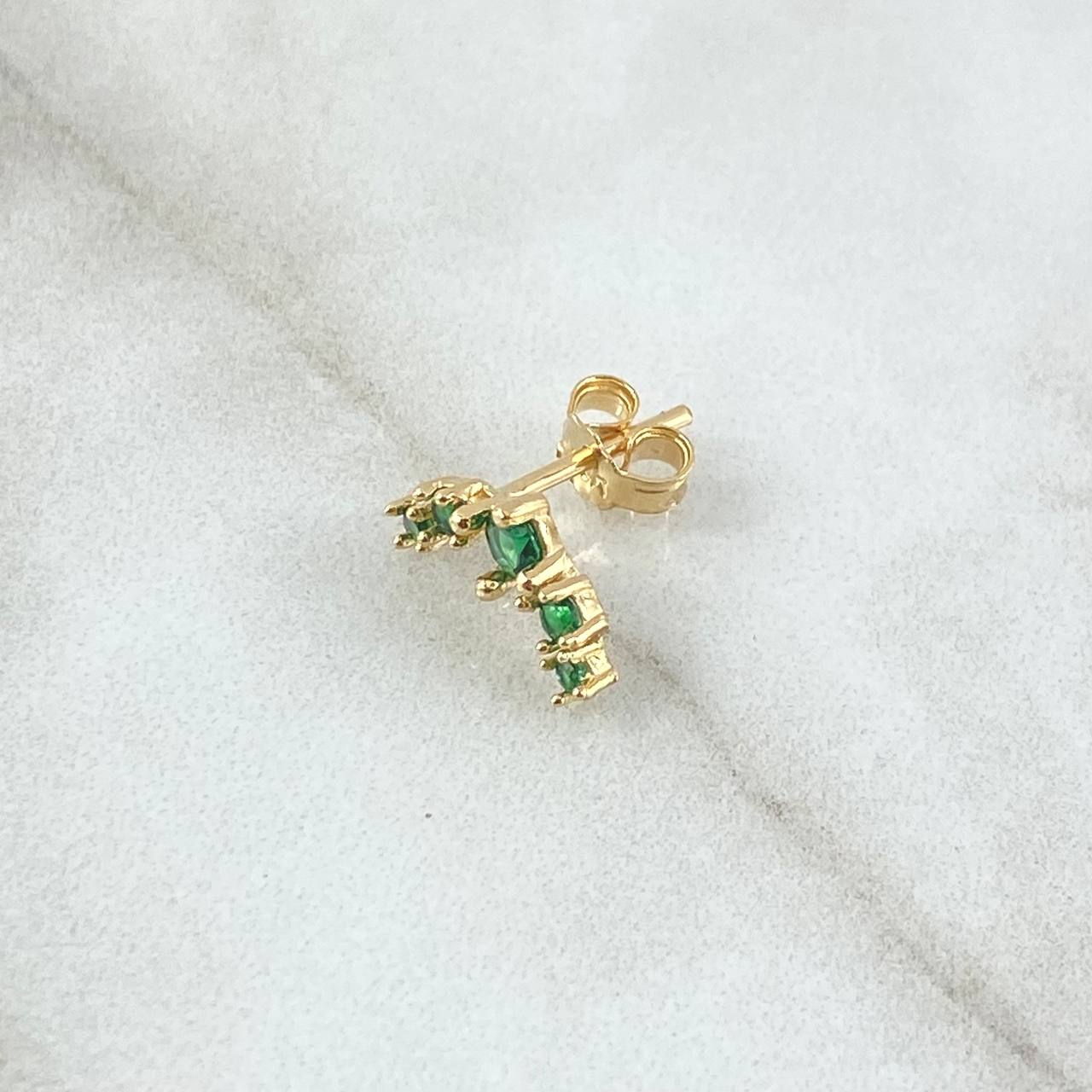 Piercing Penta Arco 0.75gr / 1.1cm / Circones Verdes Broche Mariposa Oro Amarillo 18K (Joya) ©