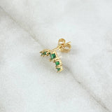 Piercing Penta Arco 0.95gr / 1.4cm / Circones Verdes Oro Amarillo 18K (Joya) *