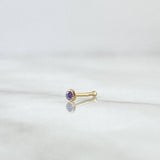 Piercing Chispa Fija Bisel 0.1gr / 1cm / Circon Violeta Oro Amarillo 18K (Joya) ©