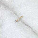 Piercing Chispa Fija Bisel 0.1gr / 1cm / Circon Violeta Oro Amarillo 18K (Joya) ©