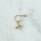 Piercing Flor Colgante Curvo 0.8gr / 2.3cm / Circones Blancos Verdes Rosca Bola Oro Amarillo 18K (Joya)