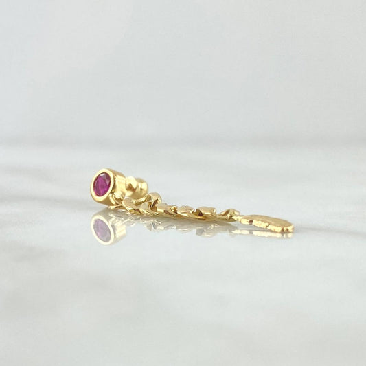 Piercing Bisel Pluma Colgante 1.15gr / 3.3cm / Circon Fucsia Oro Amarillo 18K (Joya) *