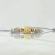 Pulsera Gris Herraje Lobo 8gr / 5mm-6mm Bolas Lisas 12und Circones Blancos Dos Oros Amarillo Blanco 18K