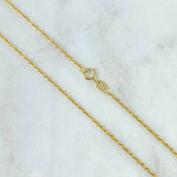 Set Cadena Lazo 1gr / 50cm / 1.2mm + Dije Corazón 0.3gr / 1.2cm Cargador Bordeado 1.3gr / Oro Amarillo 18K (Oferta)