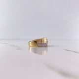 Anillo Rombo Centro 7.55gr / T10 1/2 / Circones Blancos Dos Oros Amarillo Blanco 18K &