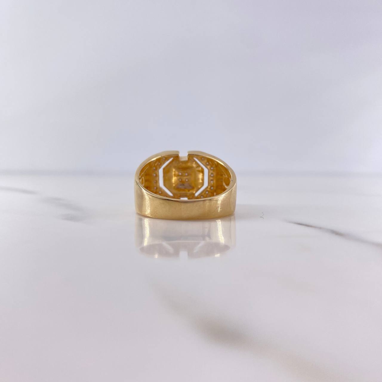 Anillo Octagonal 7.85gr / T10 1/2 / Circones Blancos Dos Oros Amarillo Blanco 18K $