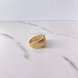 Anillo Octagonal 7.85gr / T10 1/2 / Circones Blancos Dos Oros Amarillo Blanco 18K $