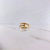 Anillo Clavo 4.35gr / T7 3/4 / Circones Blancos Oro Amarillo 18K &