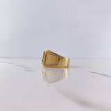 Anillo Sello Caballo 11.55gr / T10 1/4 / Circones Blancos Tres Oros 18K &