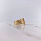 Anillo Brujula Estrella Cardinal 9.1gr / T10 / Circones Blancos Tres Oros 18K &