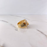 Anillo Pantera Tribal 9.25gr / T10 / Circones Verdes Blancos Tres Oros 18K &